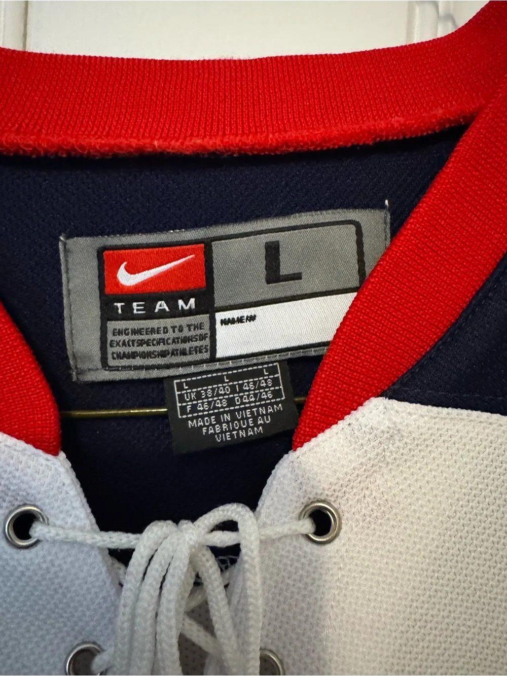 Team USA Nike Hockey Jersey — White, Size L Adult